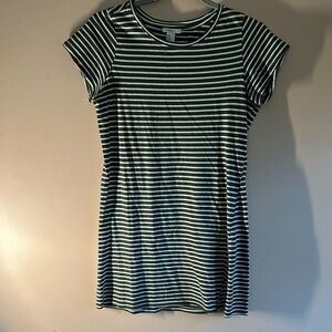 Forever 21 Striped Mini Dress in Army Green and White
